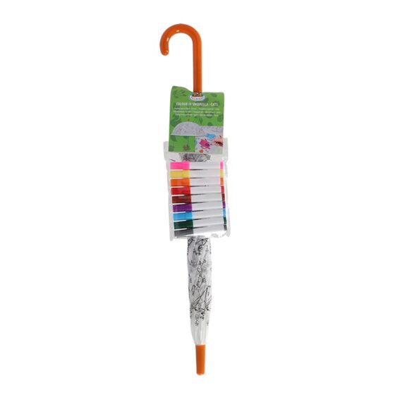Esschert Design KG278 Kinder-Regenschirm Schwarz, Orange, Transparent, 4 image