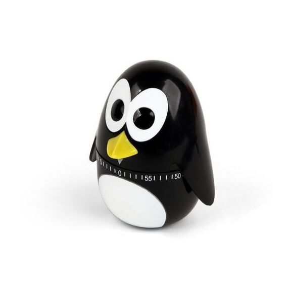 Kikkerland Penguin Timer Mechanischer Küchentimer Schwarz, Weiß, Gelb, 2 image