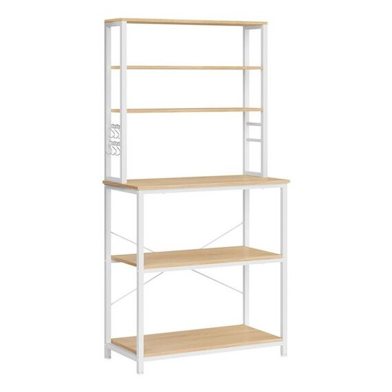 Vasagle KKS019W09 Bäckerei-Regal Holz Weiß, Beige