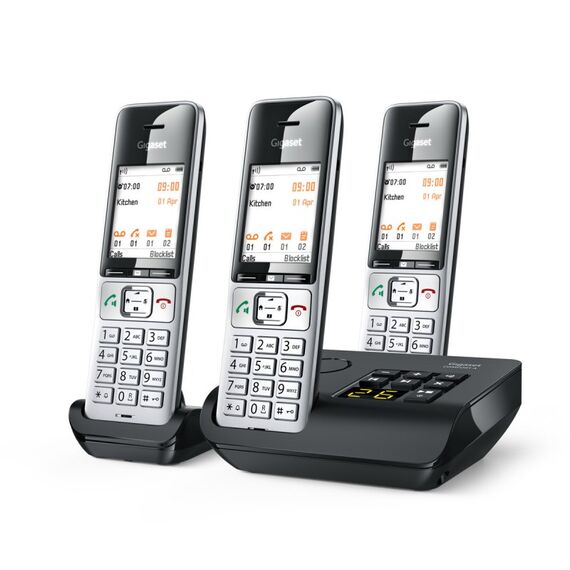 Gigaset Comfort 500A Trio DECT-Telefon Anrufer-Identifikation Schwarz, Silber, 2 image