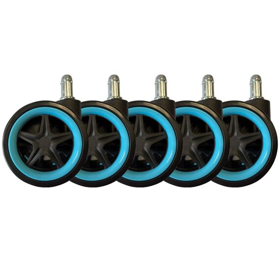 LC-Power LC-CASTERS-8BLB-DRIFT Büro- & Computerstuhl-Teil Schwarz, Blau Kunststoff, Gummi Lenkrolle, Farbe: Schwarz, Blau, 2 image