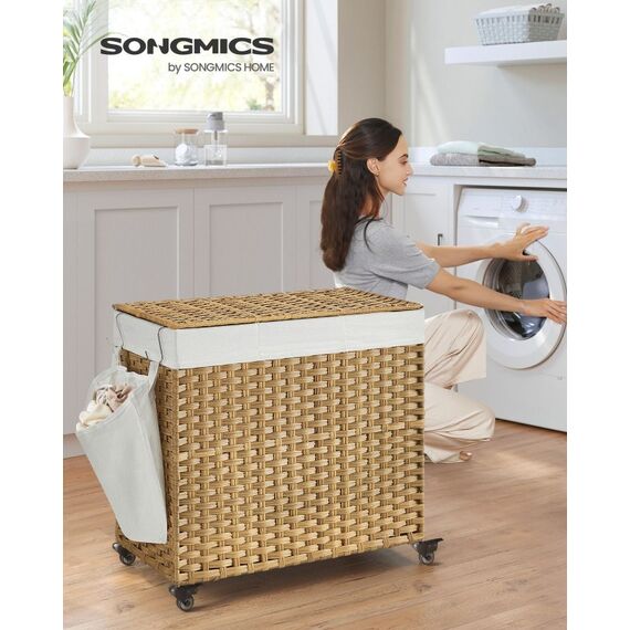 Songmics LCB365N01 Wäschekorb 160 l Rechteckig Baumwolle, Metall, Kunststoff, Polyester, Polypropylen (PP) Natürlich/Natur, 2 image