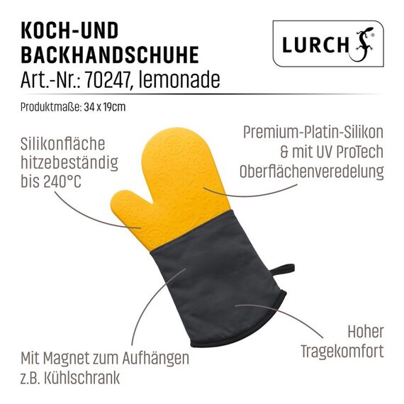 Lurch 00070247 Ofenhandschuhe 1 Stück(e) Schwarz, Gelb Baumwolle, Silikon 240 °C, 6 image