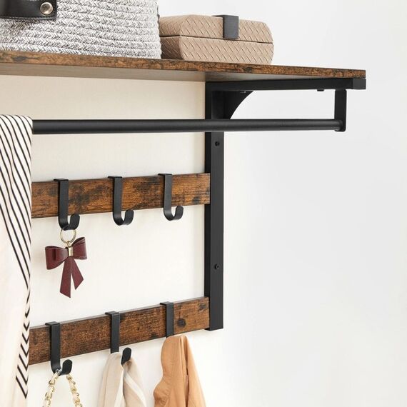 Vasagle Wandgarderobe mit Ablage Industriestil, 5 image