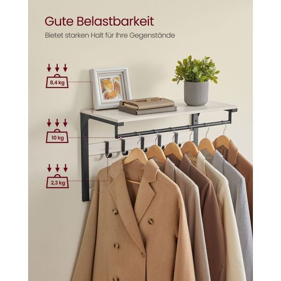 Vasagle LCR101W03 Gaderobe Wand-montiert 10 Haken Schwarz, 5 image