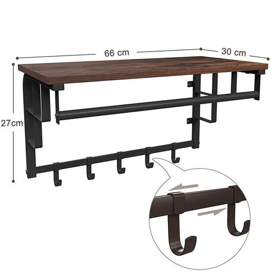 Vasagle LCR12BX Gaderobe Wand-montiert 5 Haken Schwarz, 4 image