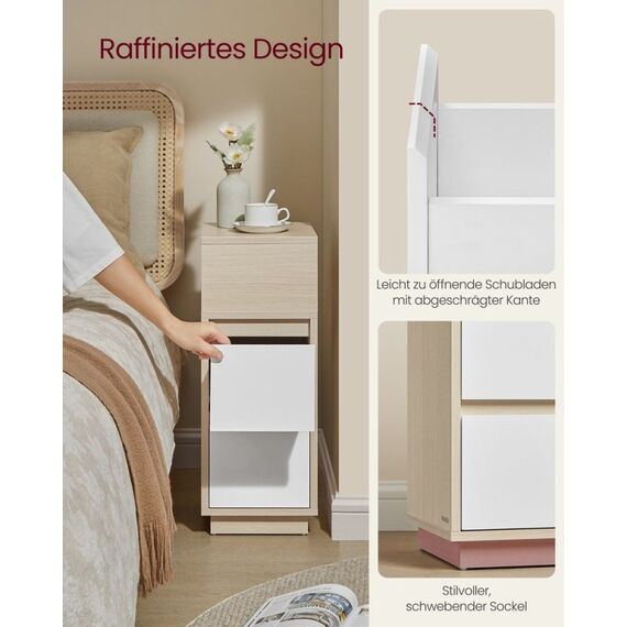 Vasagle LET856N01 Nachtschränkchen & Nachttisch 2 Schublade(n) Beige, Weiß, 5 image