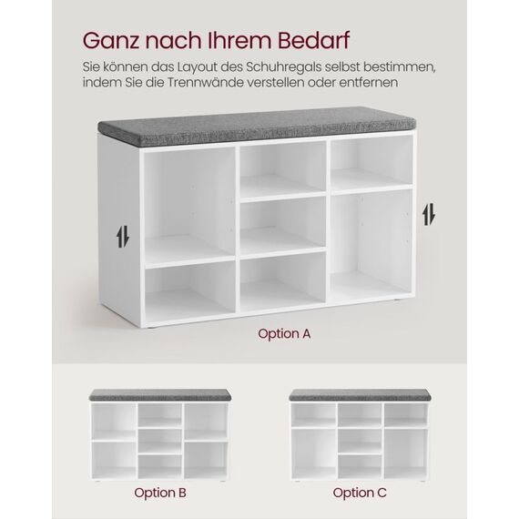 Vasagle LHS009W14 Schuhregale offen Grau, Weiß, 6 image
