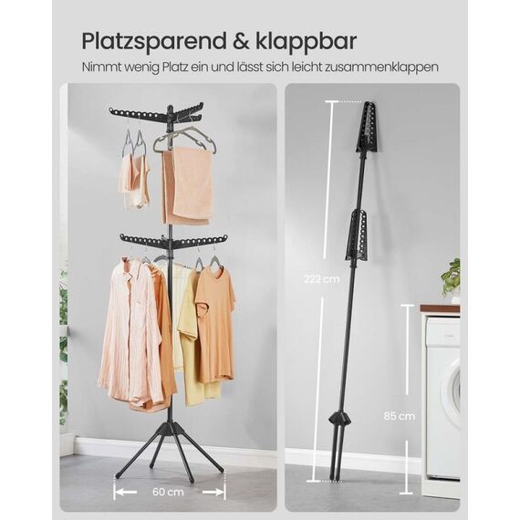 Songmics LLR514B01 Wäscheständer & -leine Schwarz, 2 image