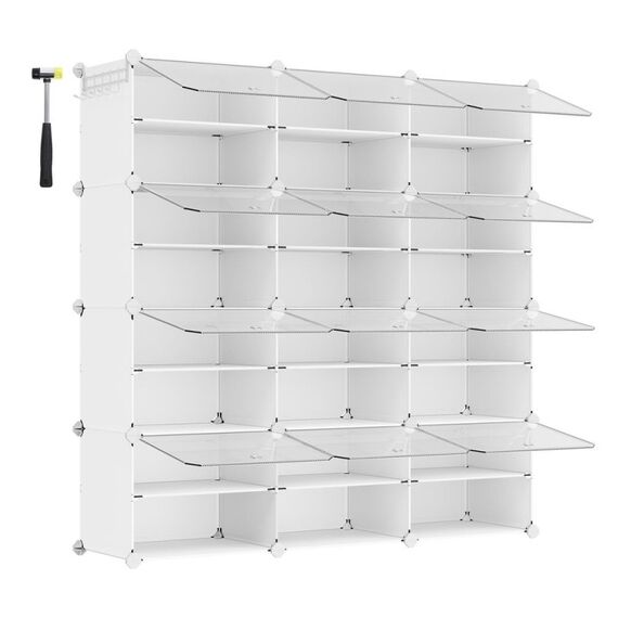 Songmics LPC040W01 Schuhregale Geschlossen Transparent, Weiß