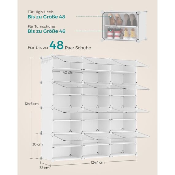 Songmics LPC040W01 Schuhregale Geschlossen Transparent, Weiß, 8 image