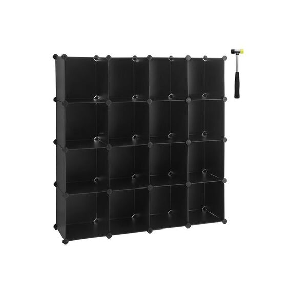 Songmics LPC44BK Aufbewahrungsbox Quadratisch ABS Synthetik, Eisen, Kunststoff Schwarz