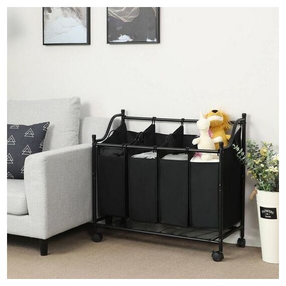 Songmics LSF005 Wäschekorb 140 l Rechteckig Eisen, Polyester Schwarz, 3 image