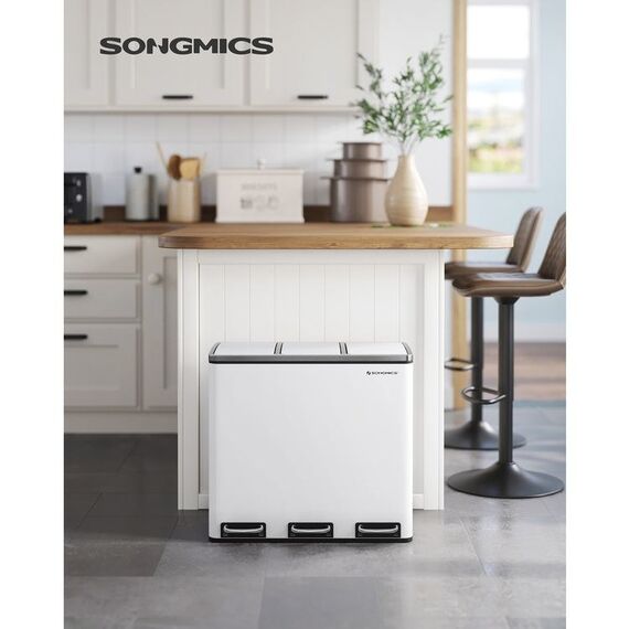 Songmics LTB54WT Mülleimer Weiß, 3 image