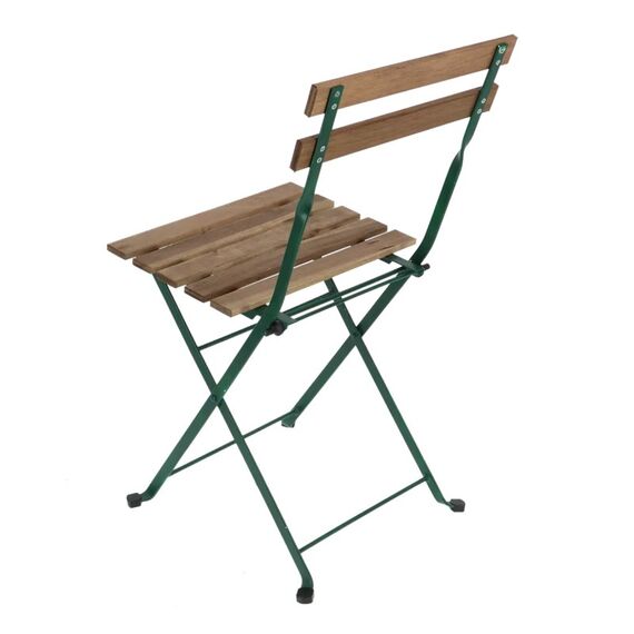 Esschert Design MF043 Gartenstuhl Terrasse Harter Sitz Harte Rückenlehne Holz, Stahl Grün, Holz, 4 image