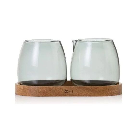 AdHoc MZ02 Zuckerdose Grau Glas, Silikon, Holz