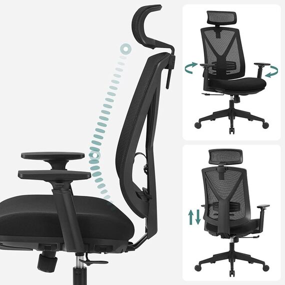 Songmics OBN61BKV1 Büro- & Computerstuhl Gepolsterter Sitz Netz-Rückenlehne, 2 image