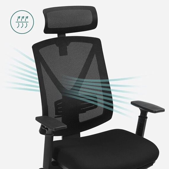 Songmics OBN61BKV1 Büro- & Computerstuhl Gepolsterter Sitz Netz-Rückenlehne, 5 image