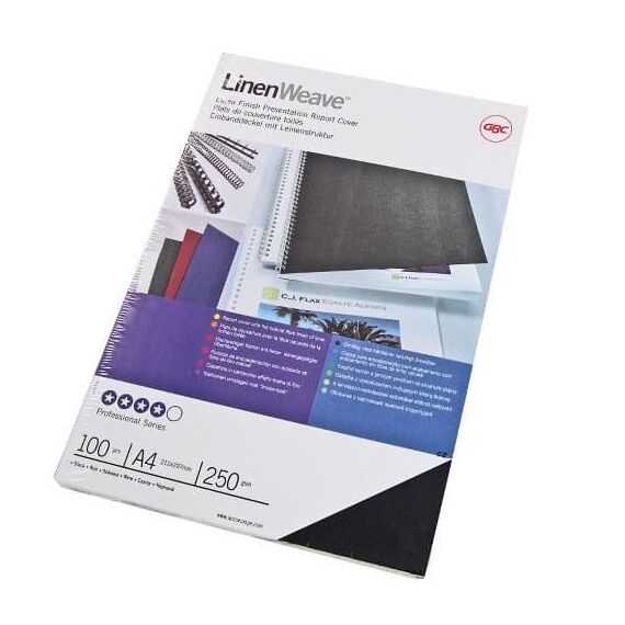GBC LinenWeave Umschlagmaterial 250 g/m², schwarz (100), 4 image