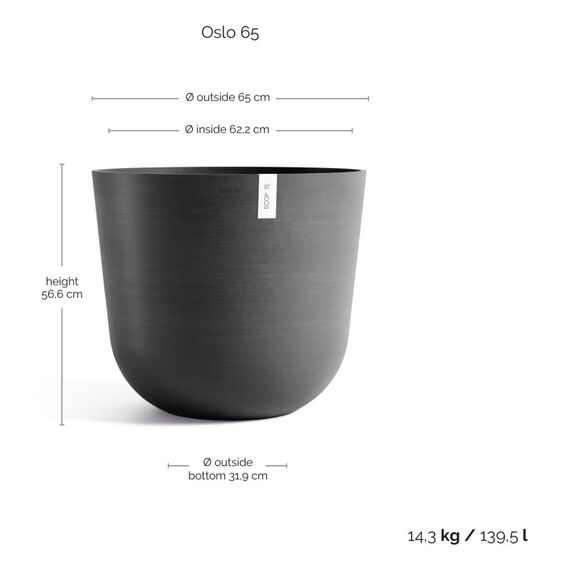 Ecopots Oslo 65 Drinnen/Draußen Topfpflanzer Freistehend Dunkles Grau, 4 image