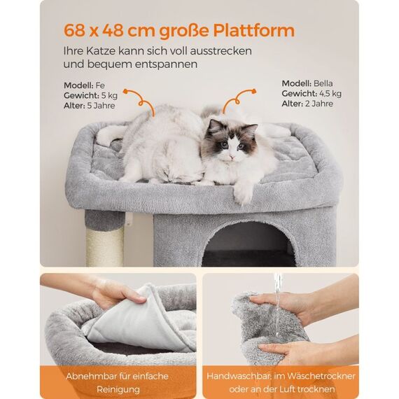 Feandrea Katzenbaum mit großer Plattform hellgrau, 3 image