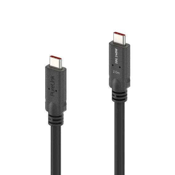 PureLink PI6500-020 USB Kabel USB4 Gen 2x2 2 m USB C 20 Gbit/s 240 W Schwarz
