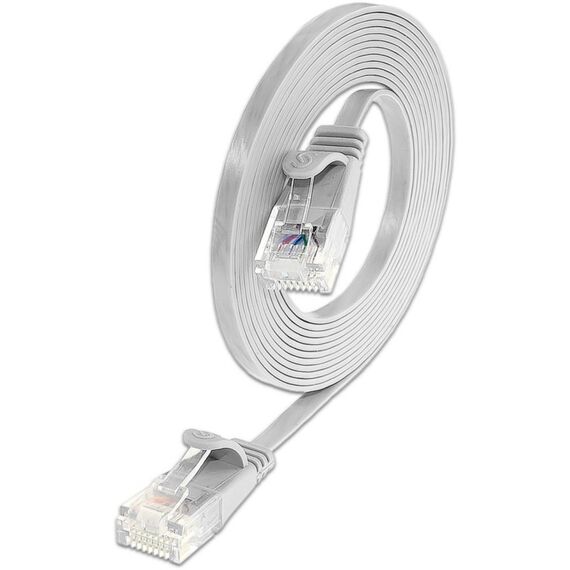 SLIM Patchcords Slim UTP Netzwerkkabel Weiß 10 m Cat6 U/UTP (UTP) Flach, Farbe: Weiß, Länge: 10 m