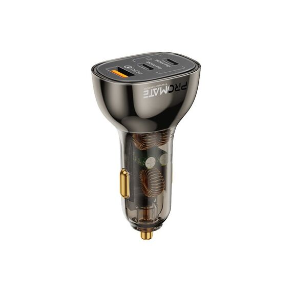 Promate TransDrive-80W Kopfhörer, Kopfhörer, Laptop, Smartphone, Tablets Schwarz, Transparent Zigarettenanzünder Schnellladung Auto
