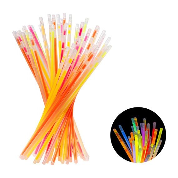 PartyDeco Fluoreszierende Leuchtstäbe, Mix von Farben, 20 cm, einschließlich Verbindern