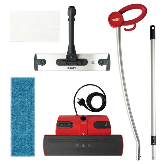 Polti Moppy Red Dampfmopp 0,7 l 1500 W Schwarz, Rot, Farbe: Schwarz, Rot