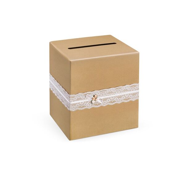 PartyDeco Kartenbox Aufbewahrungsbox Rechteckig Papier Braun