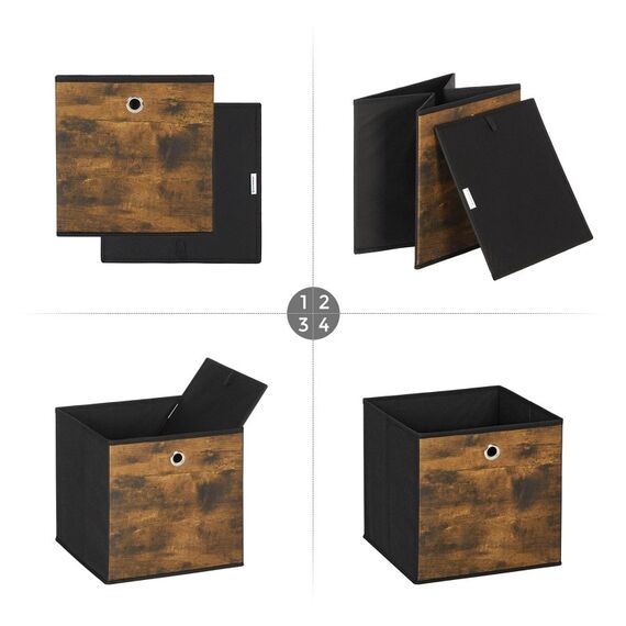 Songmics RFB102B01 Aufbewahrungsbox Quadratisch Karton, Vliesstoff (TNT), Oxford Schwarz, Braun, Rostfarbe, 5 image