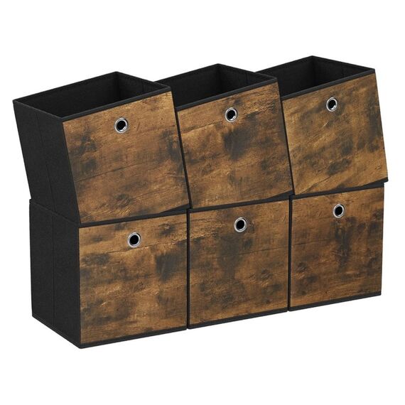 Songmics RFB126B01 Aufbewahrungsbox Quadratisch Karton, Vliesstoff (TNT), Oxford Schwarz, Braun, Rostfarbe