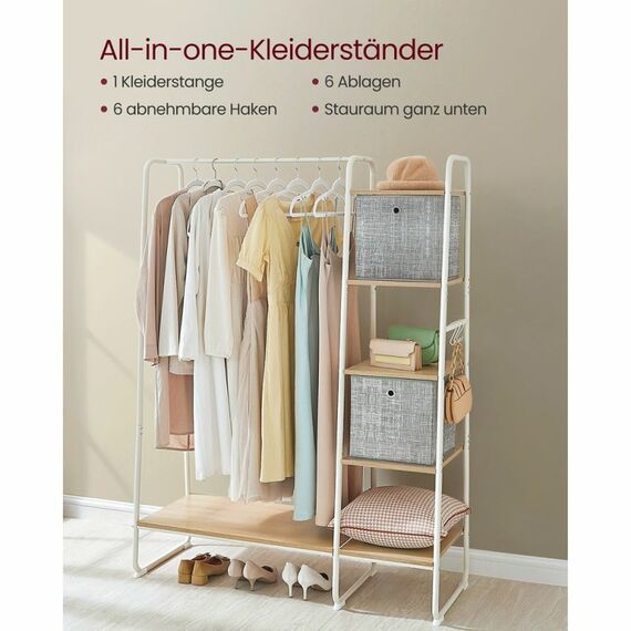 Vasagle RGR116W09 Schlafzimmer-Schrank 6 Regale Weiß Toilette, 3 image