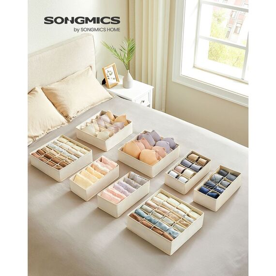 Songmics RUS008M01 Aufbewahrungsbox Aufbewahrungskorb andere Karton, Vliesstoff (TNT) Beige, 2 image