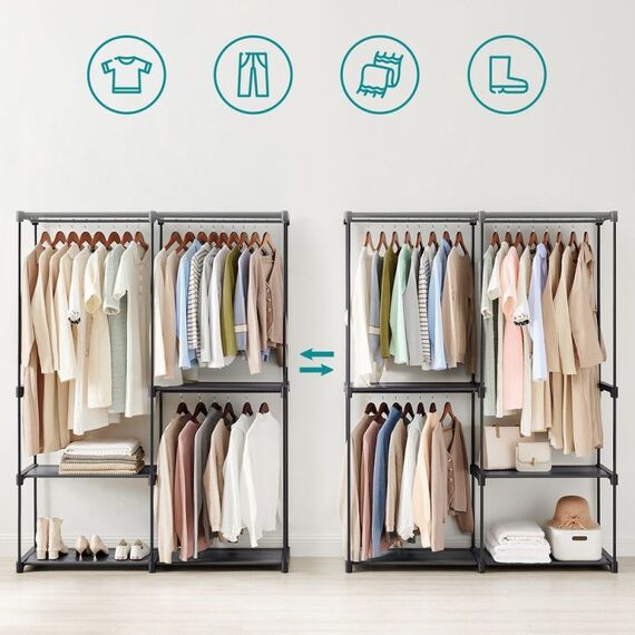 Songmics RYG025B02 Schlafzimmer-Schrank 2 Regale Schwarz Garderobe, 3 image