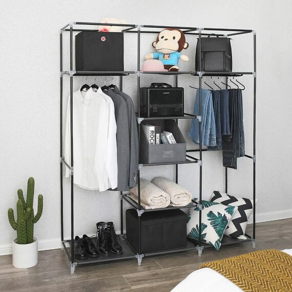 Songmics RYG12G Schlafzimmer-Schrank 7 Regale 3 Tür(en) Schwarz Garderobe, 2 image