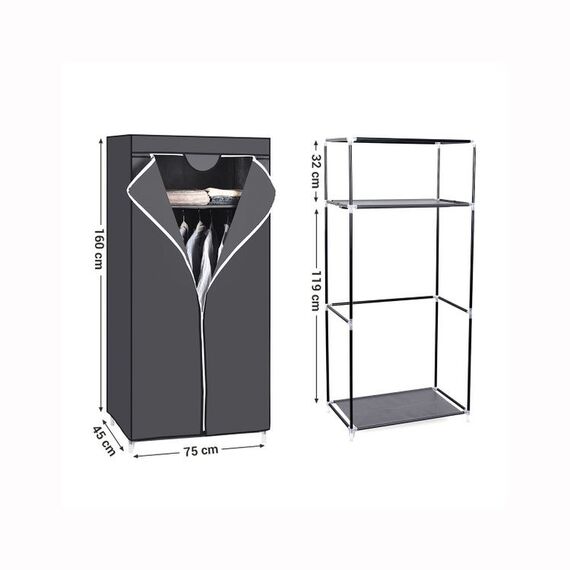 Songmics RYG83GY Schlafzimmer-Schrank Grau, 5 image