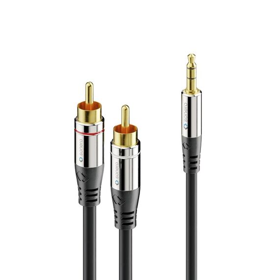 sonero 2x Cinch auf 3.5mm Audio Kabel 3.0m, Farbe: Schwarz, Länge: 3 m