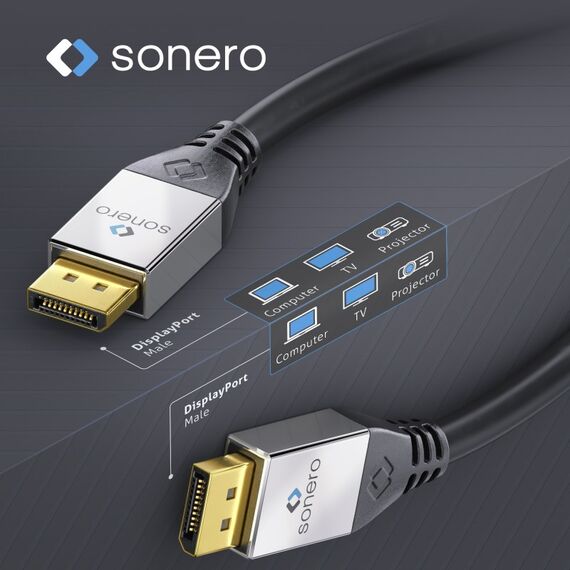 sonero S-DC000-050 DisplayPort-Kabel 5 m Schwarz, Farbe: Schwarz, Länge: 5 m, 2 image