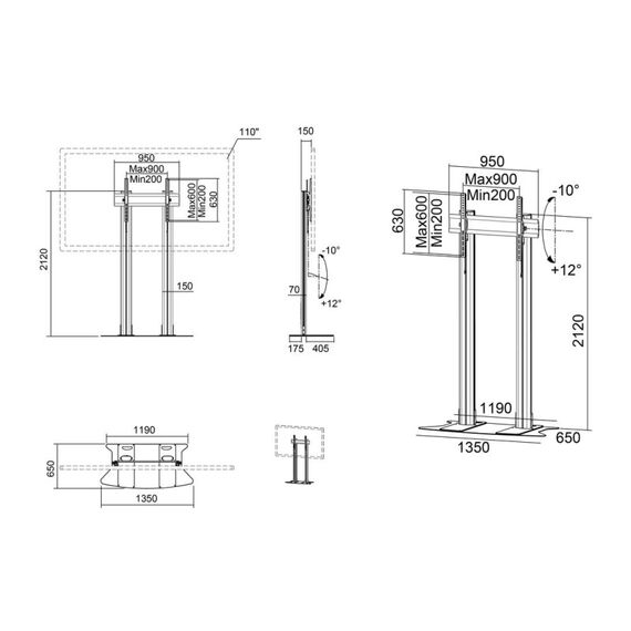 Multibrackets 2562 Halterung für Schilderdisplays 2,79 m (110") Silber, 7 image