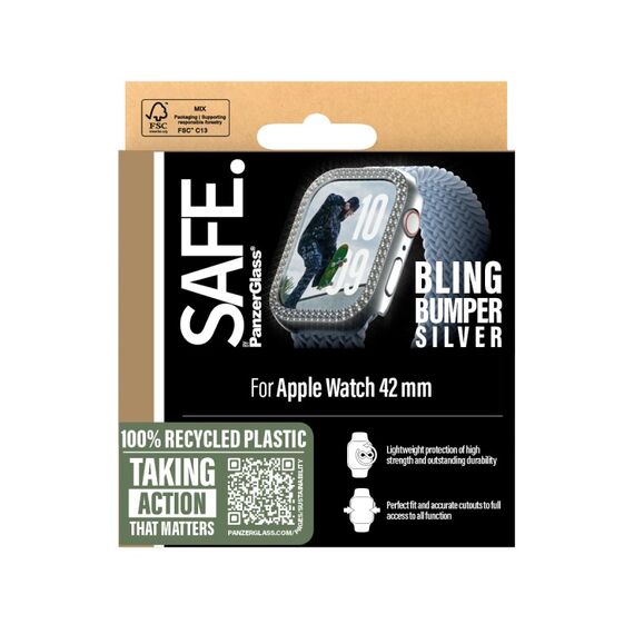 PanzerGlass SAFE. by ® Bling Bumper Silber Apple Watch Series 11 | 10 | 42mm, Farbe: Silber, 3 image