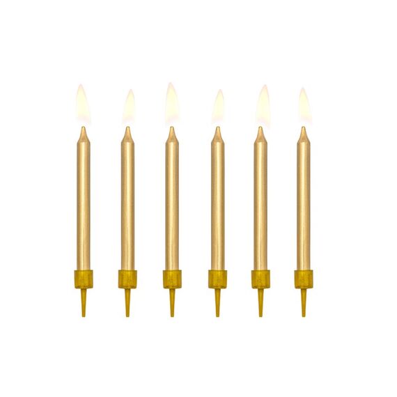 PartyDeco SCP-10-019ME Wachskerze Rund Gold 6 Stück(e)