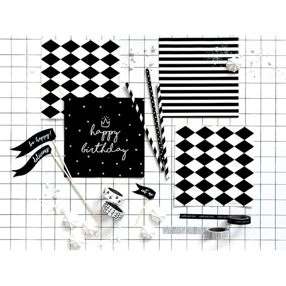 PartyDeco SP33-15-010 Papierserviette Papier Schwarz, Weiß 20 Stück(e), 3 image