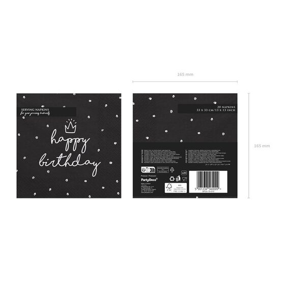 PartyDeco SP33-15-010 Papierserviette Papier Schwarz, Weiß 20 Stück(e), 6 image