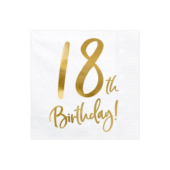 PartyDeco SP33-77-18-008 Papierserviette Papier Weiß, Gold 20 Stück(e)