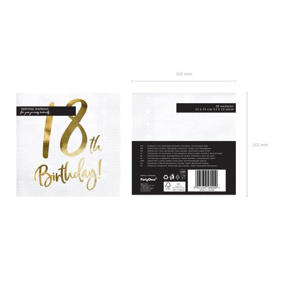 PartyDeco SP33-77-18-008 Papierserviette Papier Weiß, Gold 20 Stück(e), 6 image