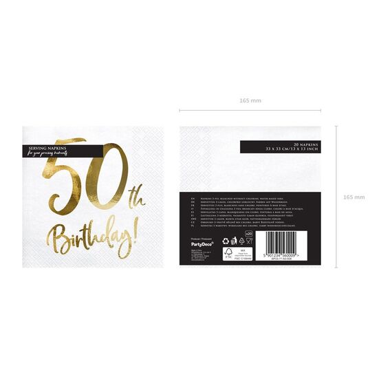 PartyDeco SP33-77-50-008 Papierserviette Papier Weiß, Gold 20 Stück(e), 5 image