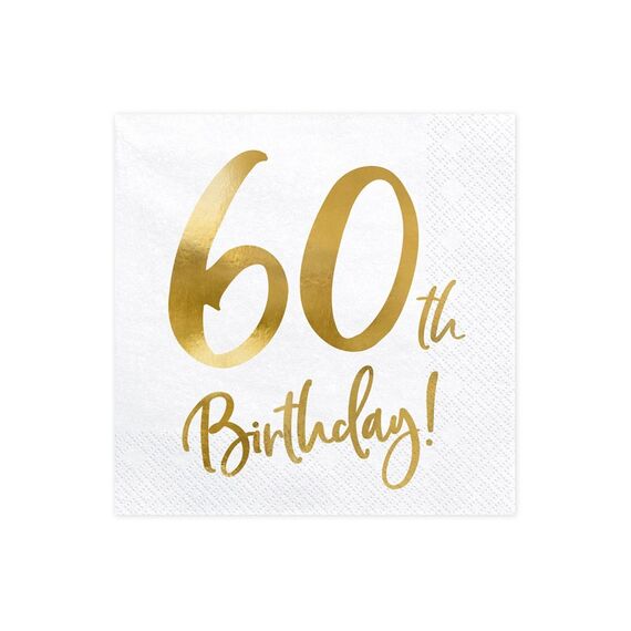 PartyDeco SP33-77-60-008 Papierserviette Papier Weiß, Gold 20 Stück(e)