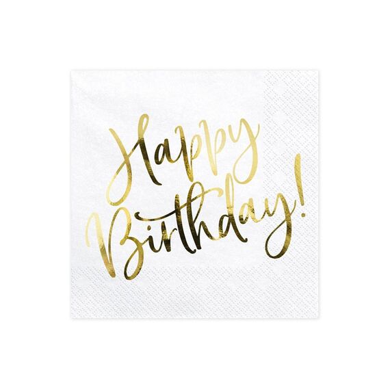 PartyDeco SP33-79-008-019 Papierserviette Papier Gold, Weiß 20 Stück(e)